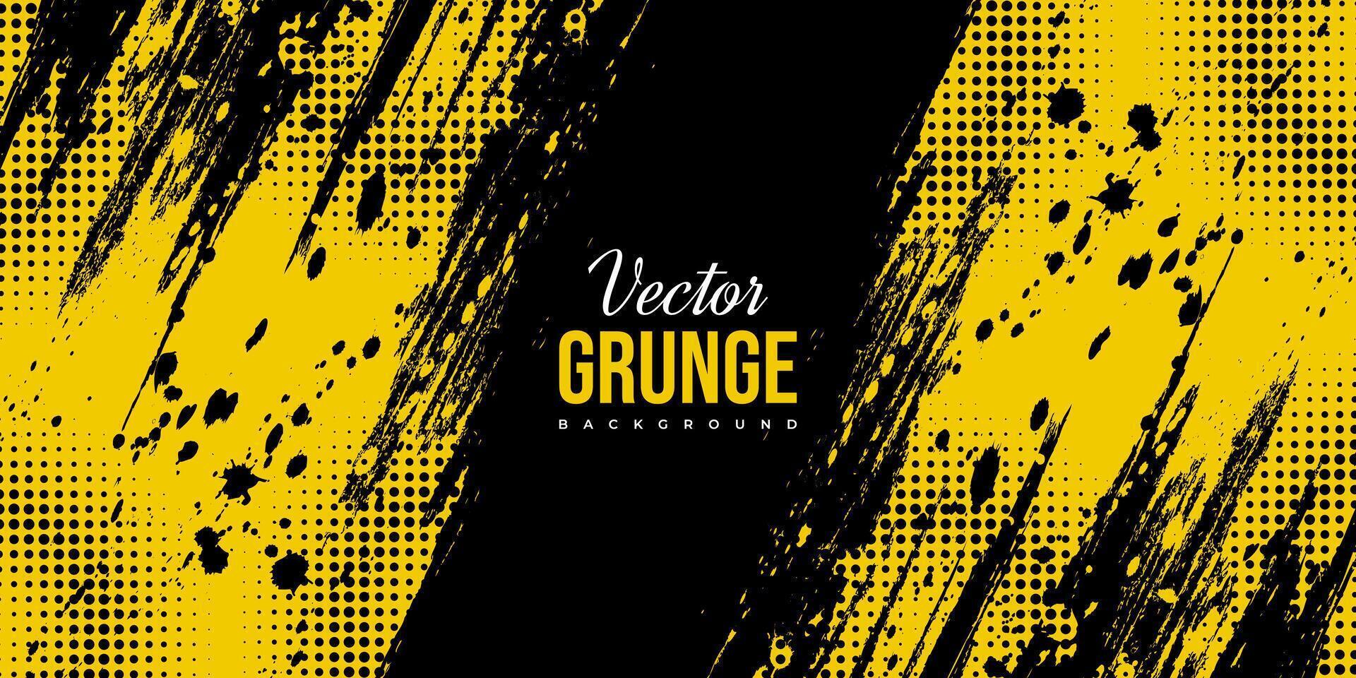 Abstract Black and Yellow Dirty Grunge Background with Halftone Effect. Sports Background with Brush Stroke Illustration vector