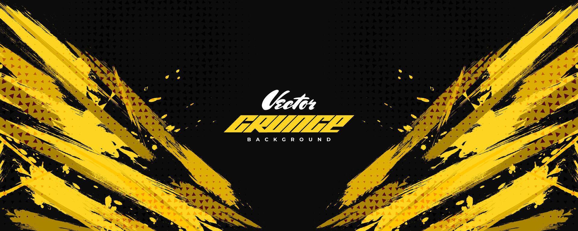 Abstract Black and Yellow Dirty Grunge Background with Halftone Effect. Sports Background with Brush Stroke Illustration vector