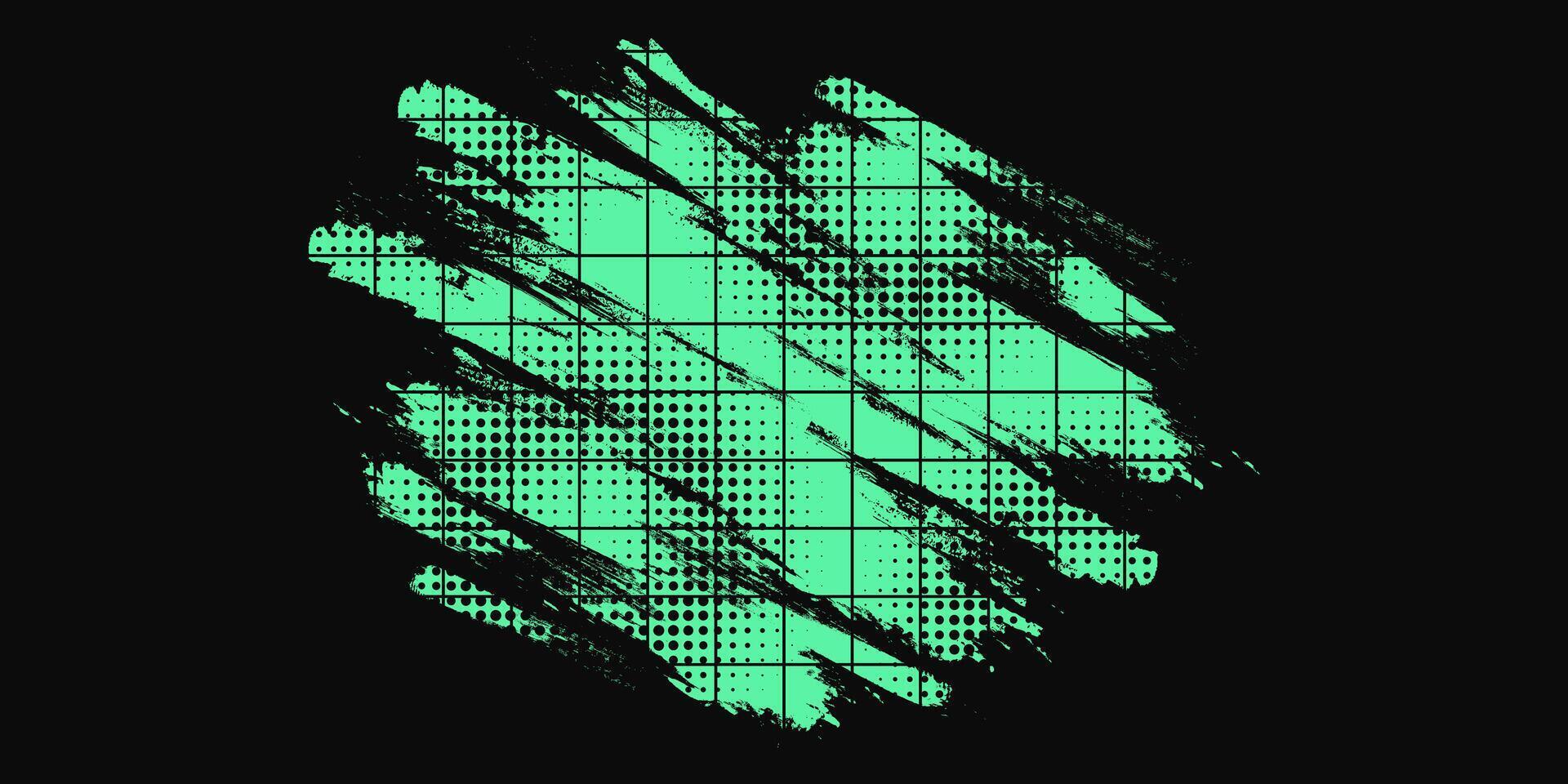 resumen negro y verde sucio grunge antecedentes con trama de semitonos efecto. Deportes antecedentes con cepillo carrera ilustración vector