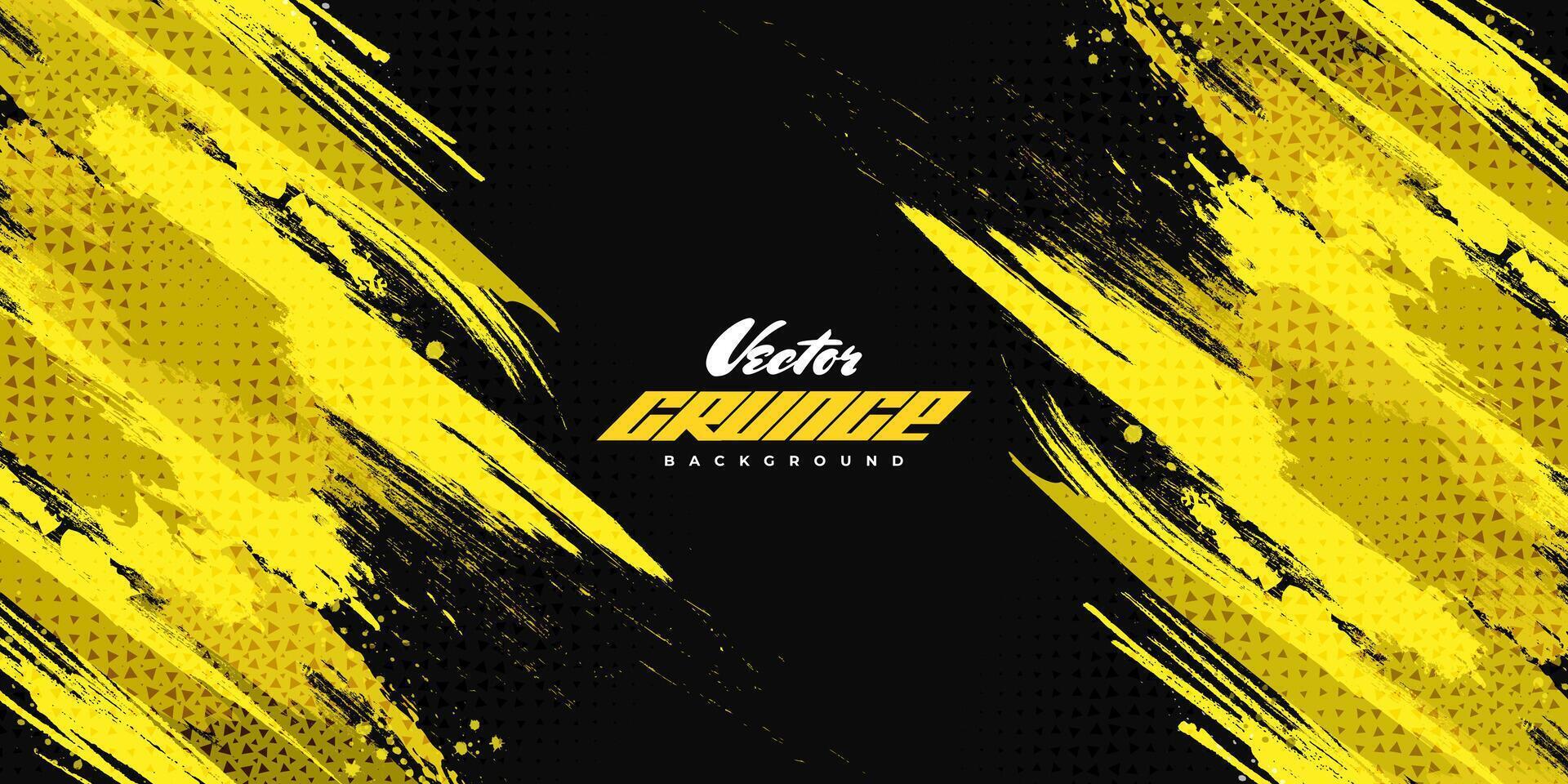 Abstract Black and Yellow Dirty Grunge Background with Halftone Effect. Sports Background with Brush Stroke Illustration vector