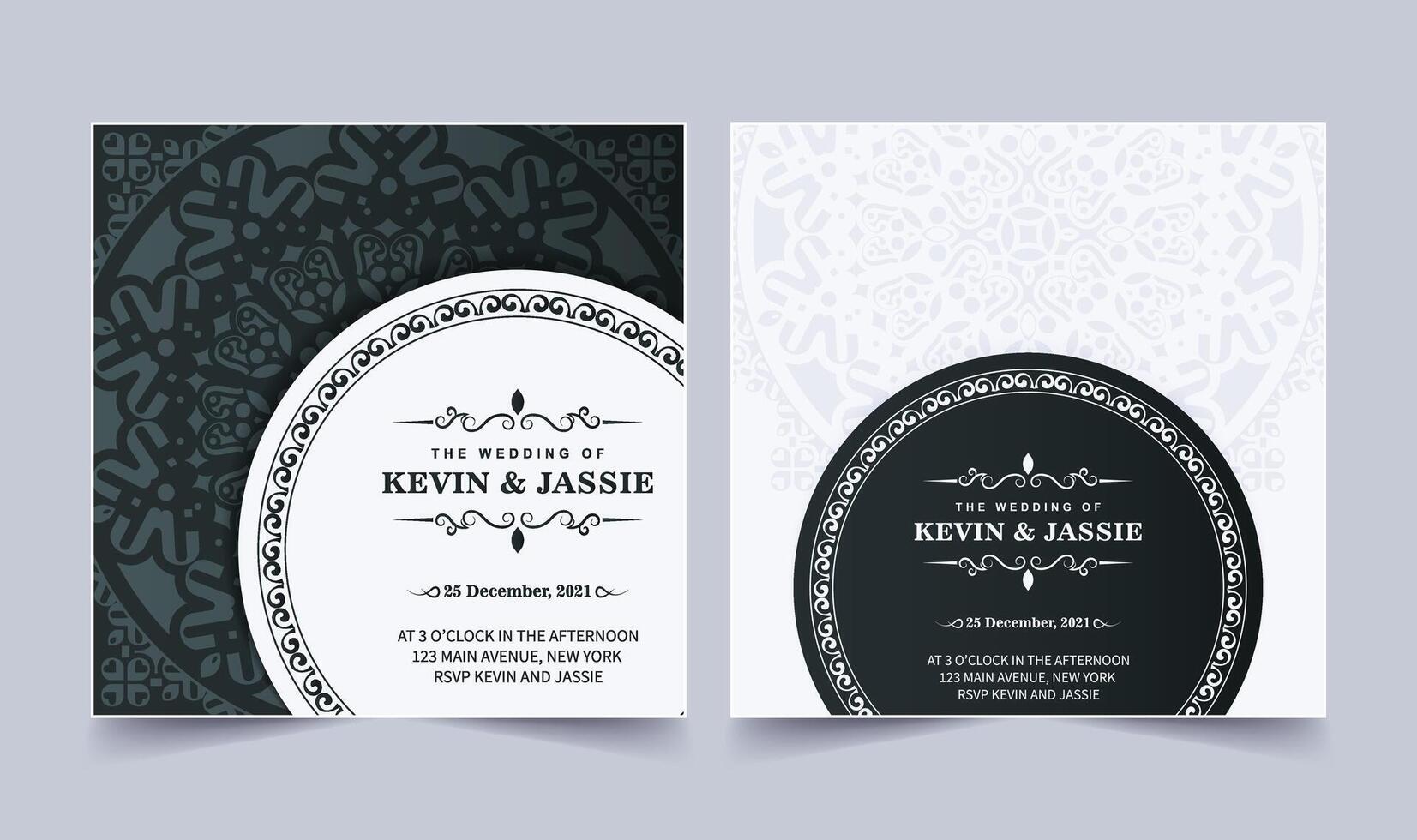 elegante invitación de boda con diseño de estilo mandala vector