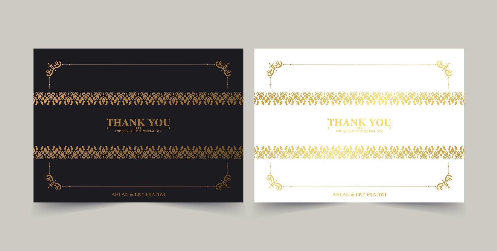 classic gold thank you wedding card vector