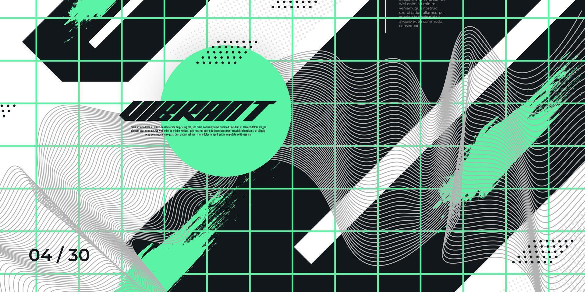 Abstract Creative Geometric Background with Brush Illustration in Black and Green Color. Creative Design Suitable for Sports Banner or Poster vector