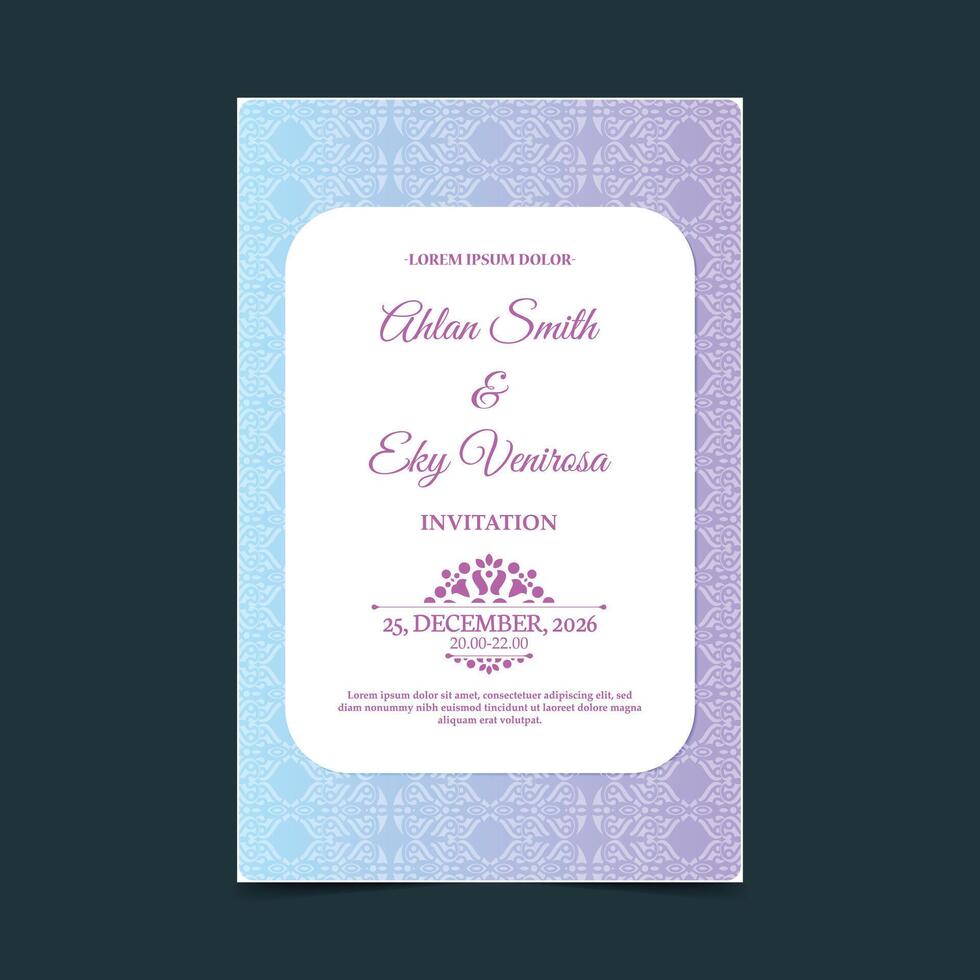 gradient retro wedding invitation template vector