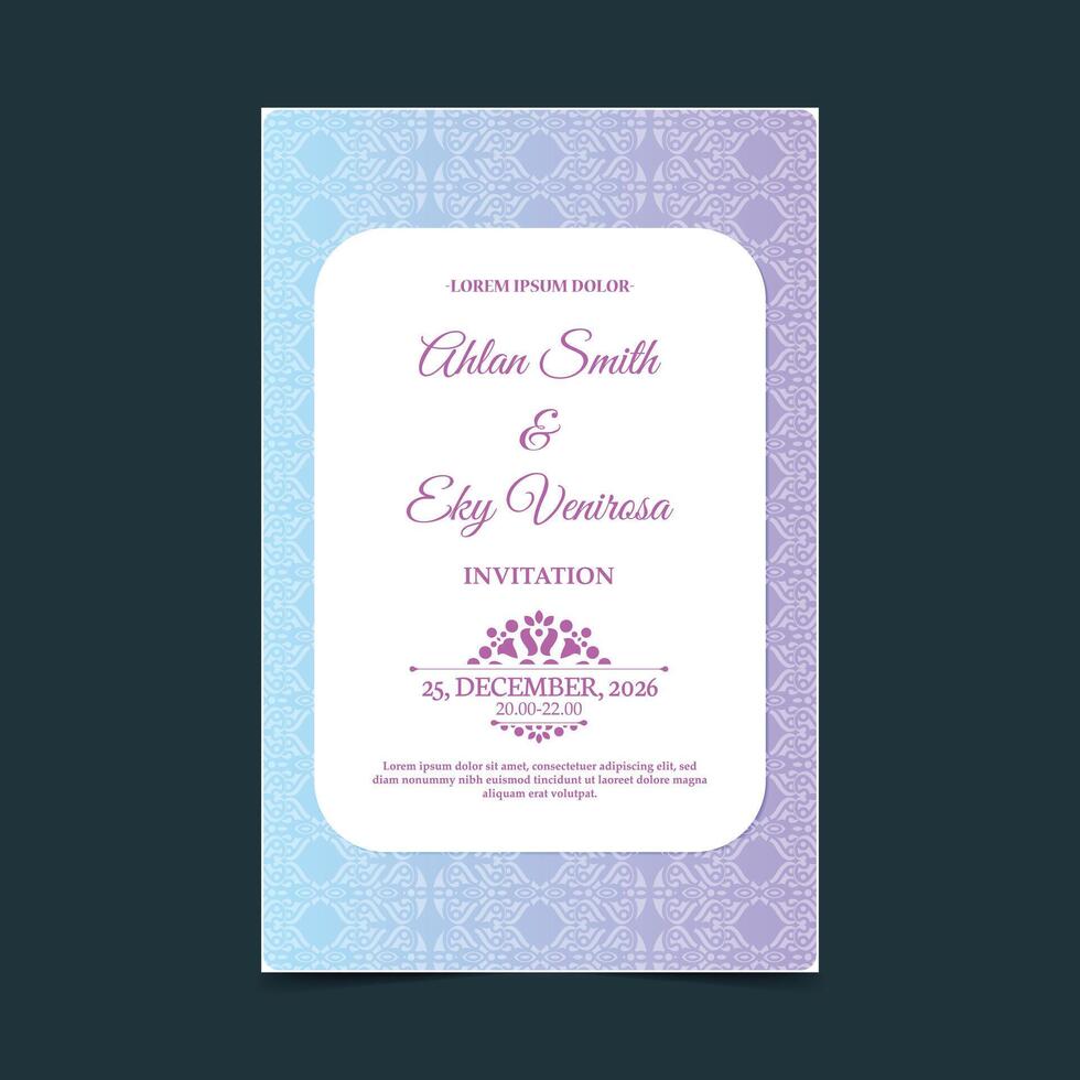 plantilla de invitación de boda retro degradado vector