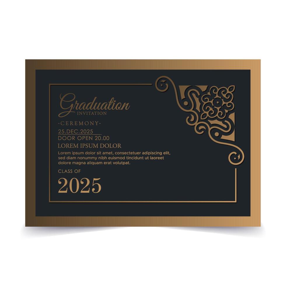 elegante plantilla de invitación de graduación oscura vector