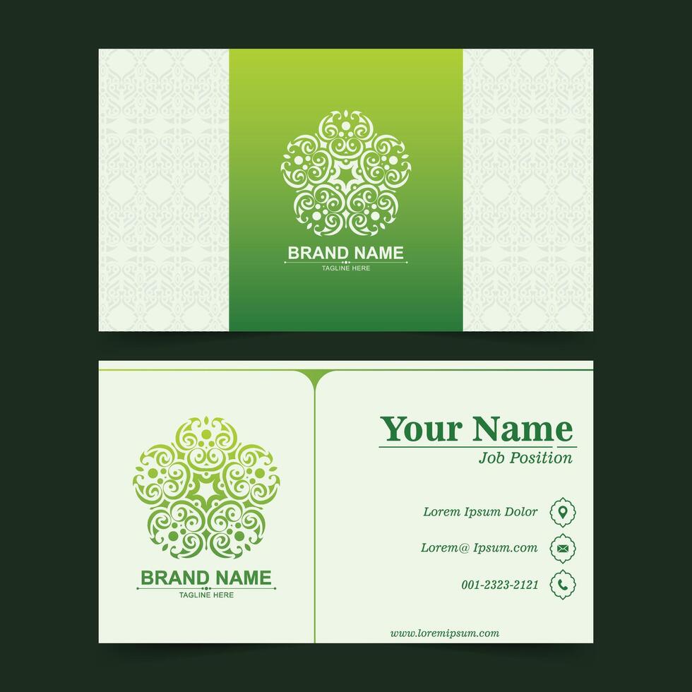 verde decorativo logo y negocio tarjeta modelo vector