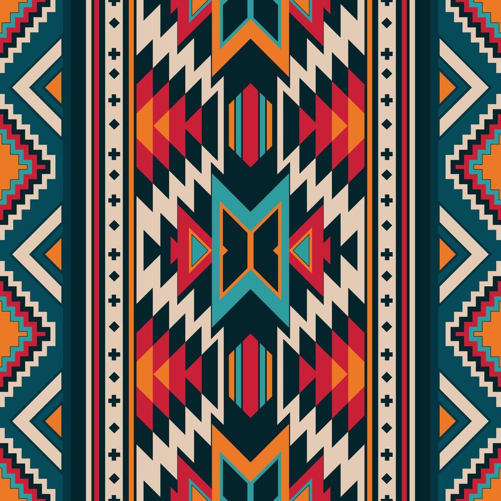 Native american indian ornament pattern geometric ethnic textile texture tribal aztec pattern navajo mexican fabric seamless decoration fashion vector