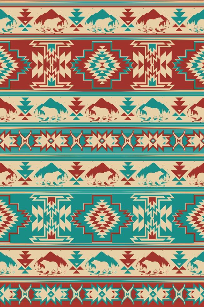 Native american indian ornament pattern geometric ethnic textile texture tribal aztec pattern navajo mexican fabric seamless decoration fashion vector