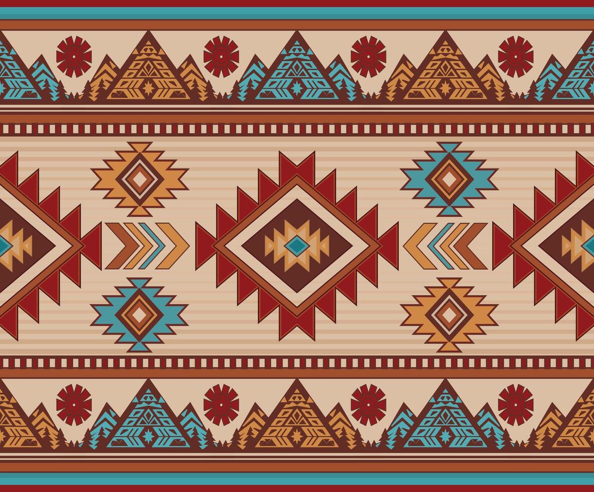 Native american indian ornament pattern geometric ethnic textile texture tribal aztec pattern navajo mexican fabric seamless decoration fashion vector