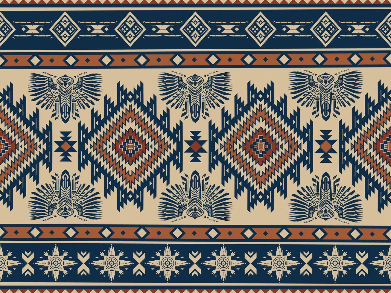 Native american indian ornament pattern geometric ethnic textile texture tribal aztec pattern navajo mexican fabric seamless decoration fashion vector