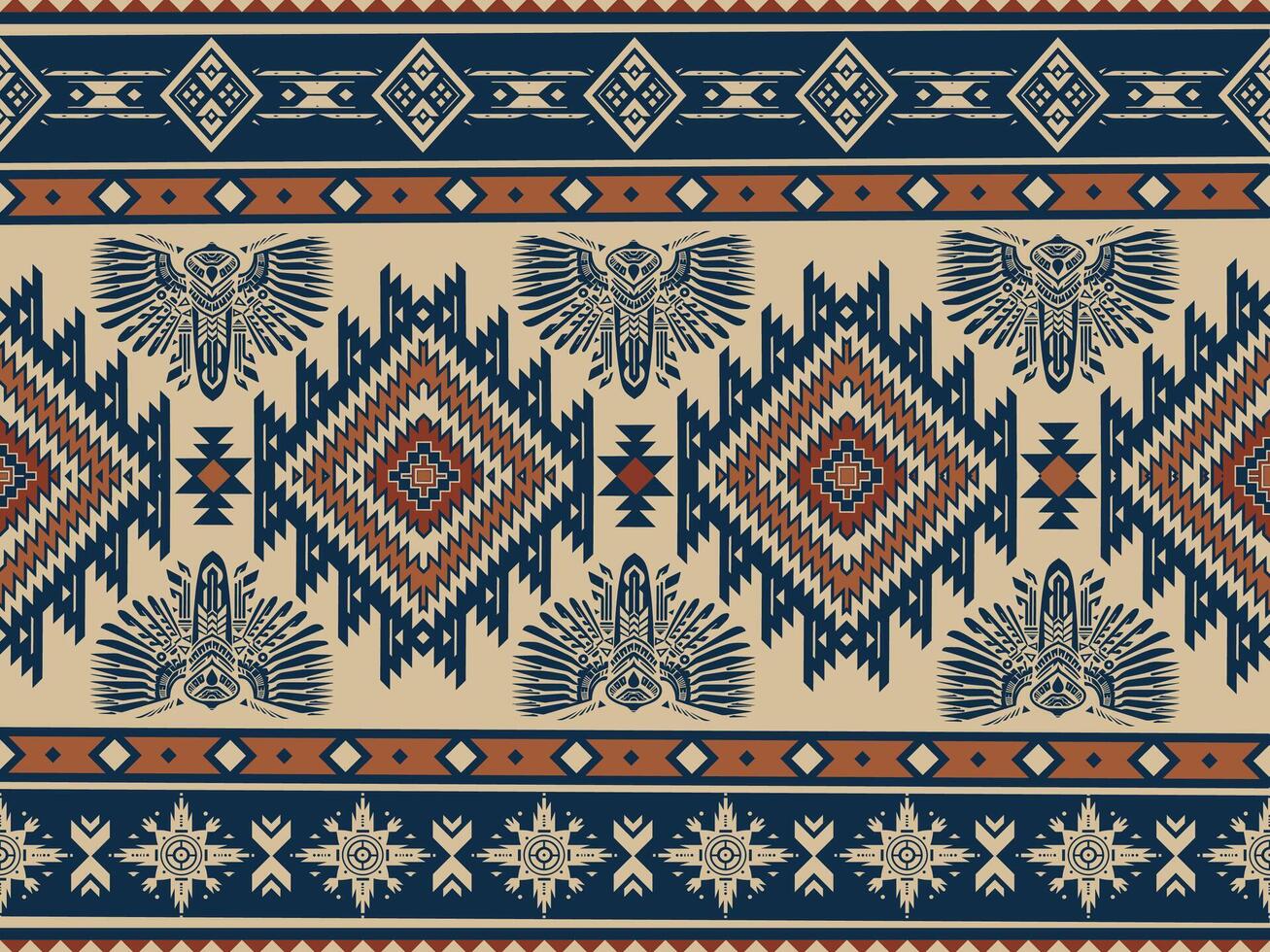 Native american indian ornament pattern geometric ethnic textile texture tribal aztec pattern navajo mexican fabric seamless decoration fashion vector