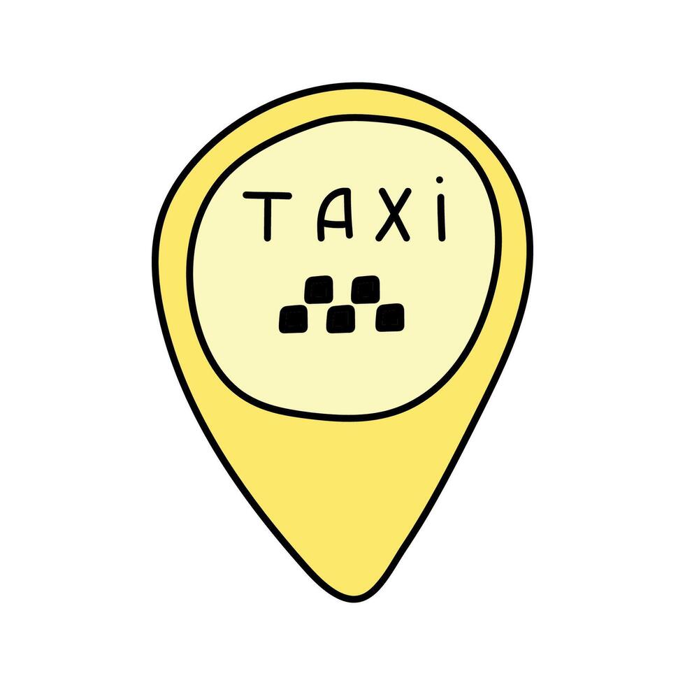 Taxi symbol in doodle style. vector