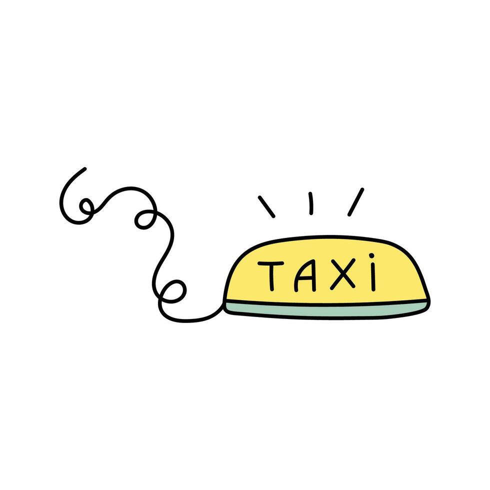 Taxi symbol in doodle style. vector