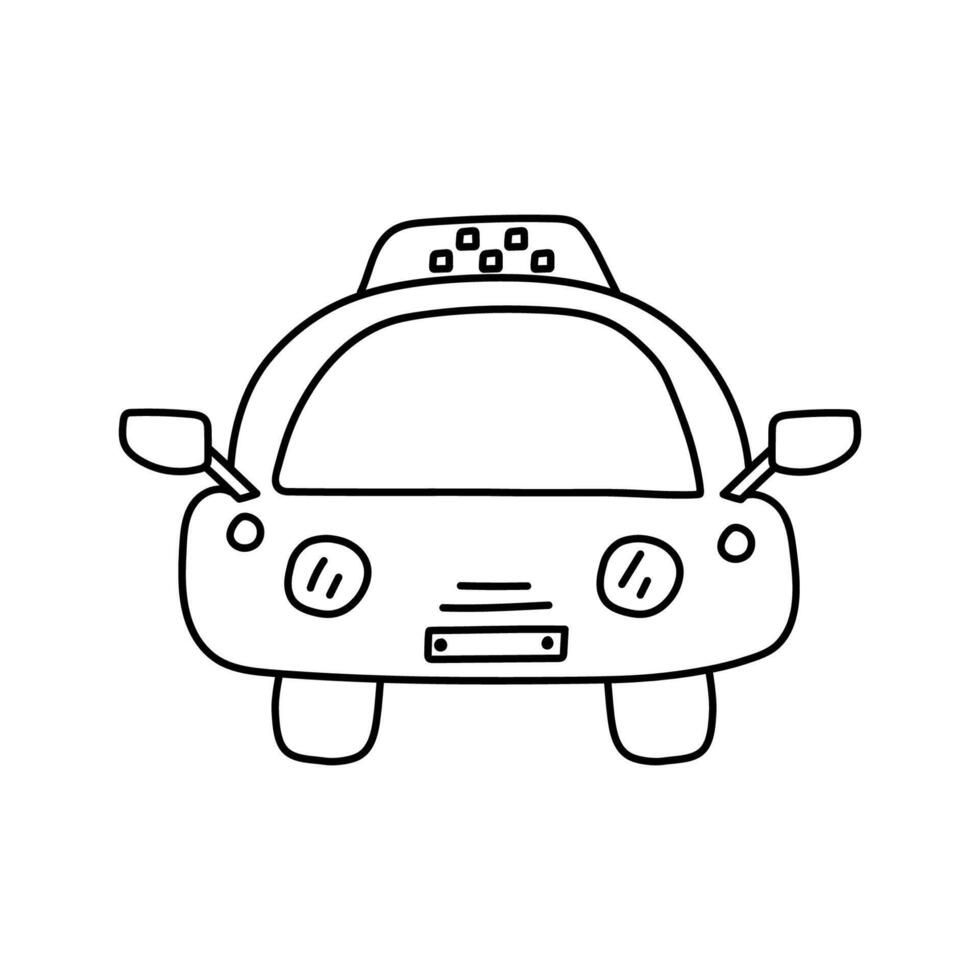 Taxi car in doodle style. illustration, vector