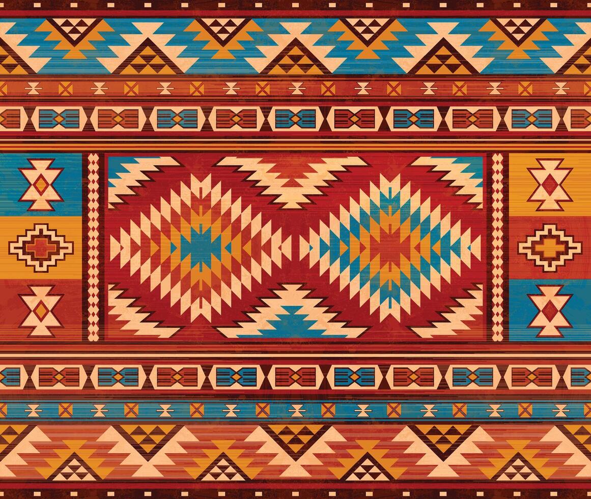 Native american indian ornament pattern geometric ethnic textile texture tribal aztec pattern navajo mexican fabric seamless decoration fashion vector