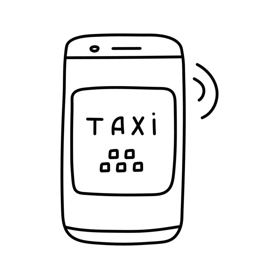 Taxi symbol in doodle style. vector