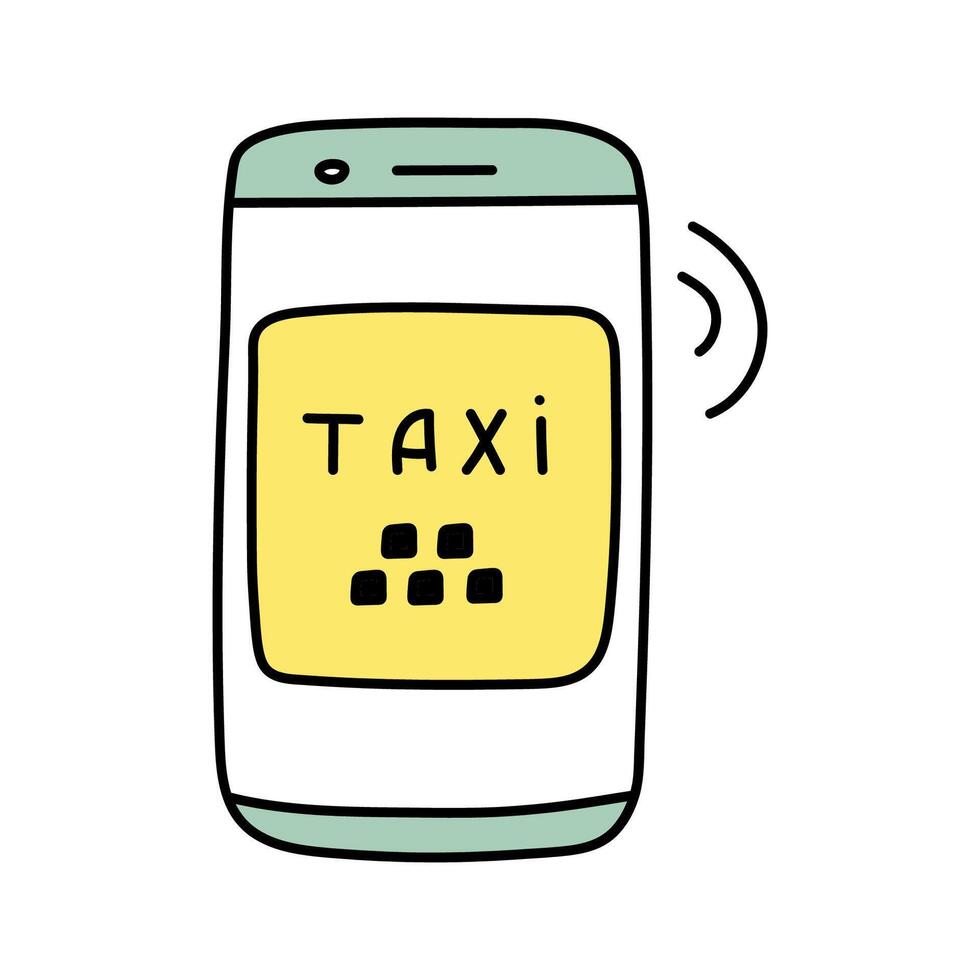 Taxi symbol in doodle style. vector
