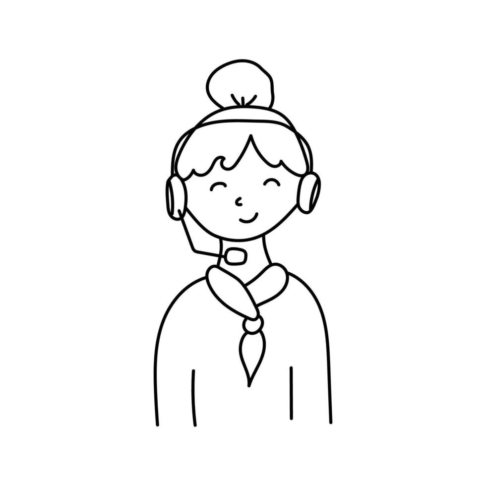 Dispatcher in doodle style. illustration vector