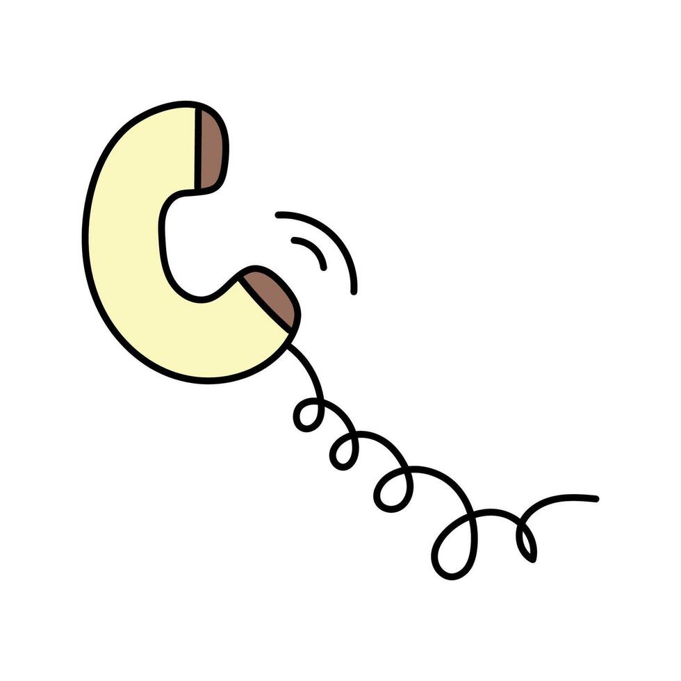 Telephone handset in doodle style vector