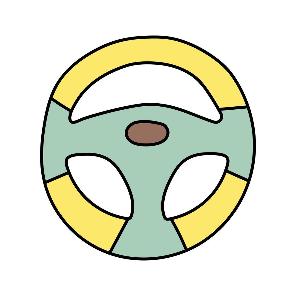 Car steering wheel in doodle style. vector