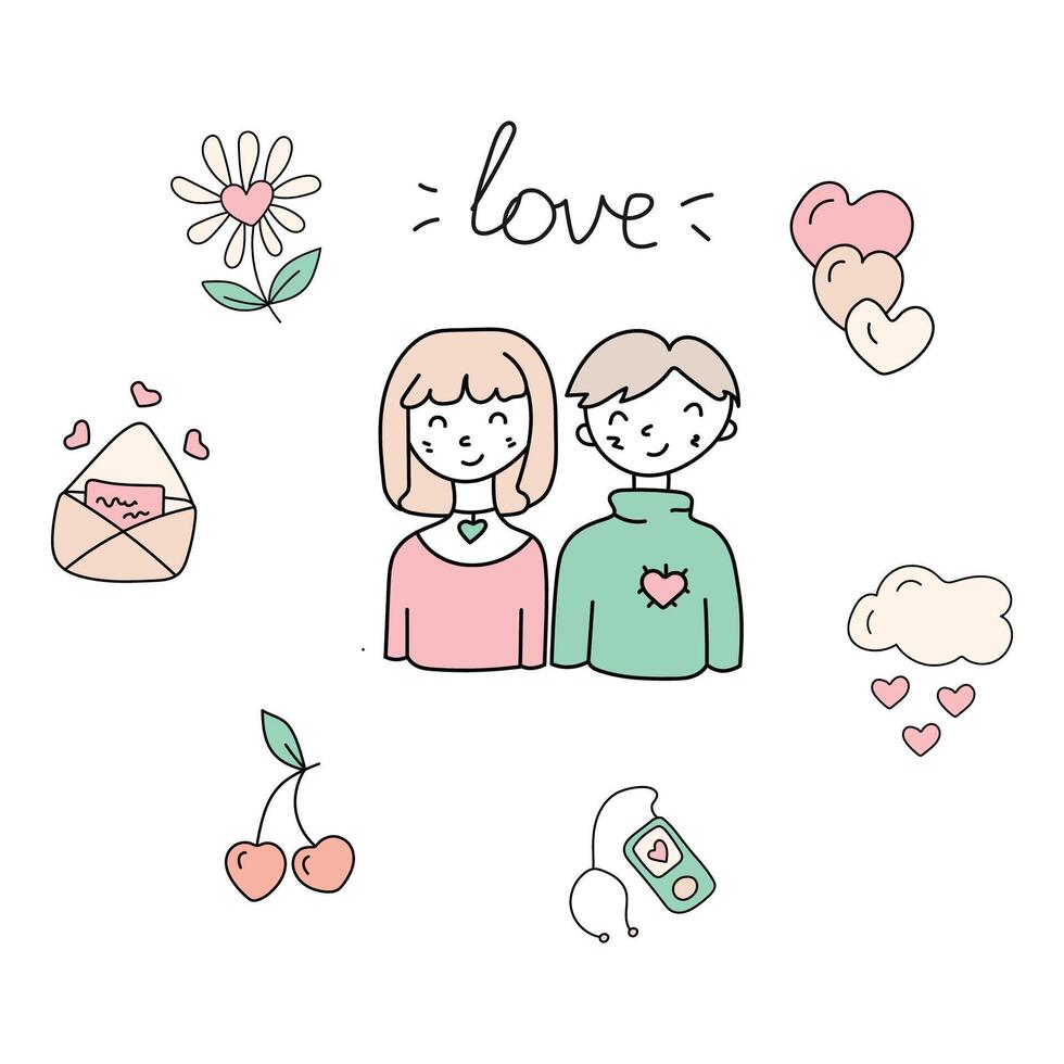Lovers in doodle style. illustration isolated on white background vector