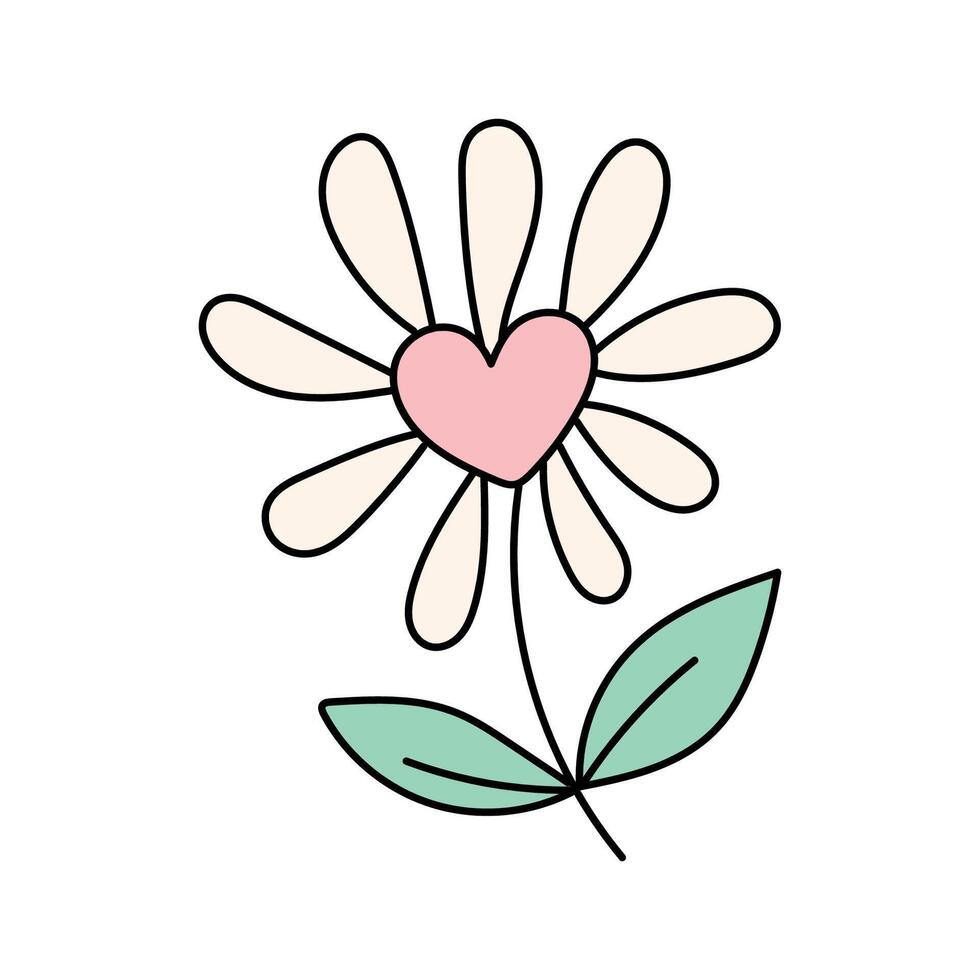 Flower in doodle style. illustration isolated on white background vector