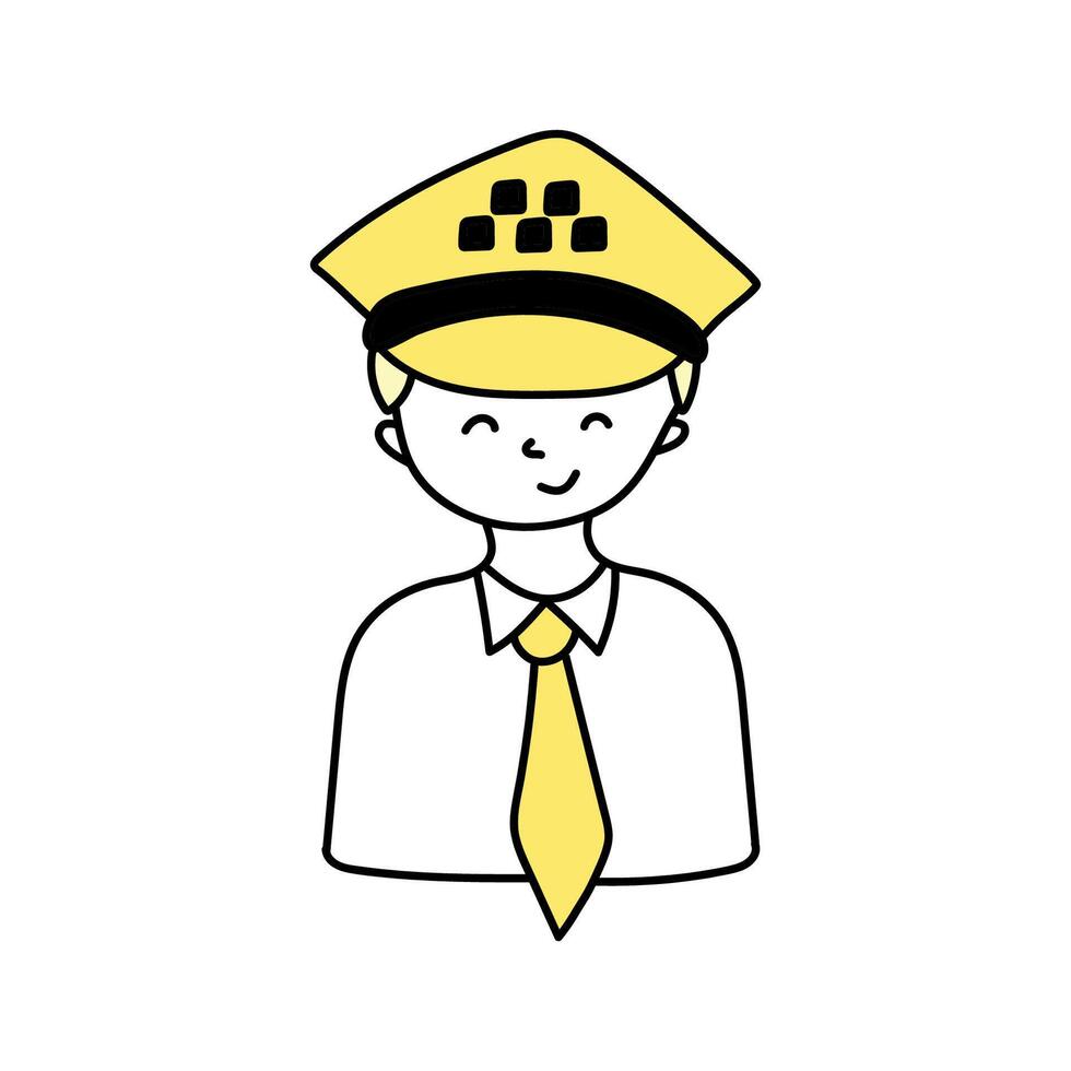 Taxi conductor en garabatear estilo. vector