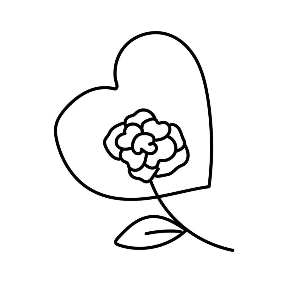 Heart and flower in doodle style. vector