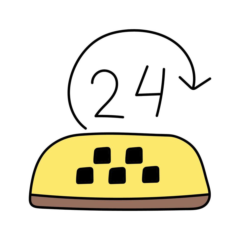 Taxi symbol in doodle style. vector