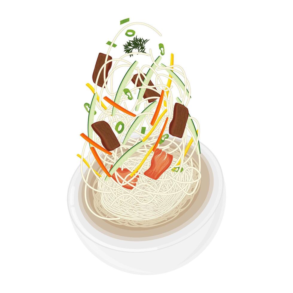illustration logo Levitation Janchi Guksu Banquet Noodles vector