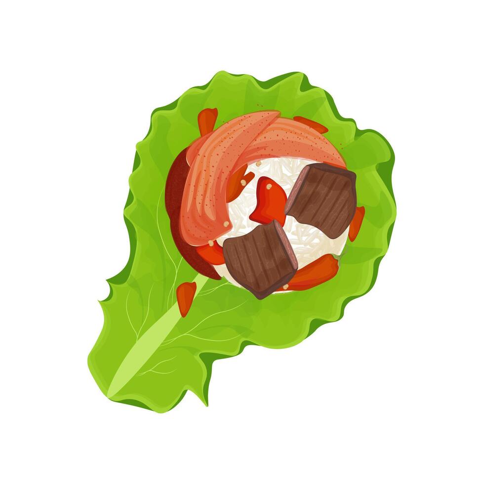 illustration logo korean food ssambap vector