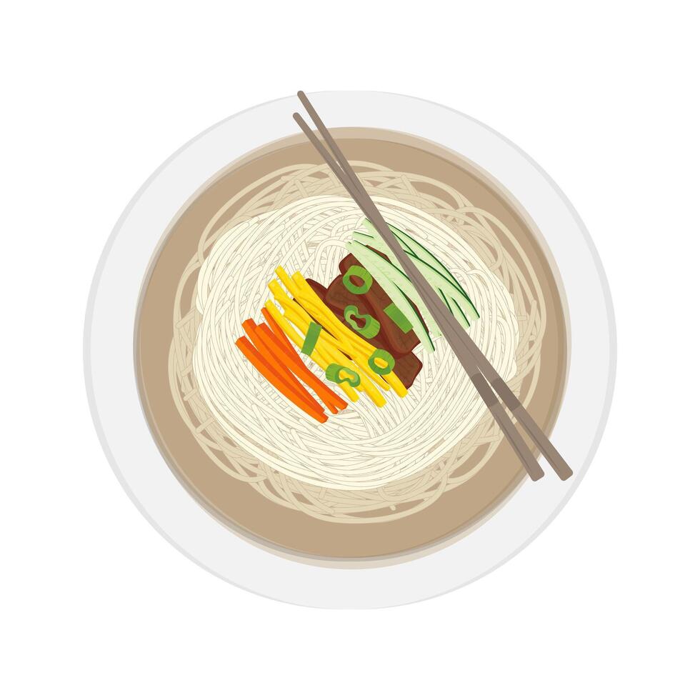 ilustración logo parte superior ver janchi guksu banquete tallarines vector