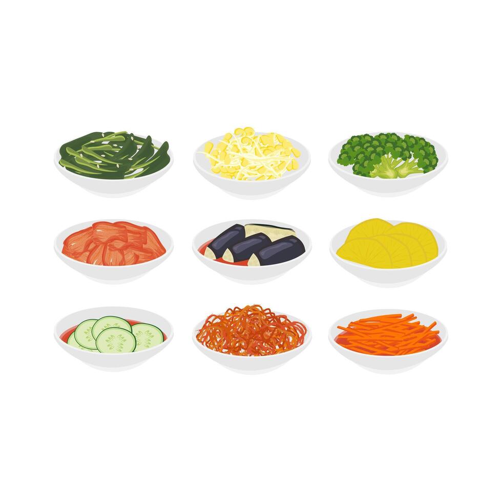 Illustration logo Assorted namul korean side dish or Banchan vector