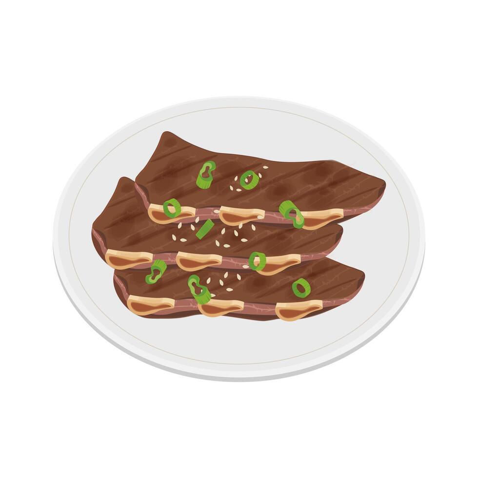 Grilled Galbi or galbi gui Illustration logo vector