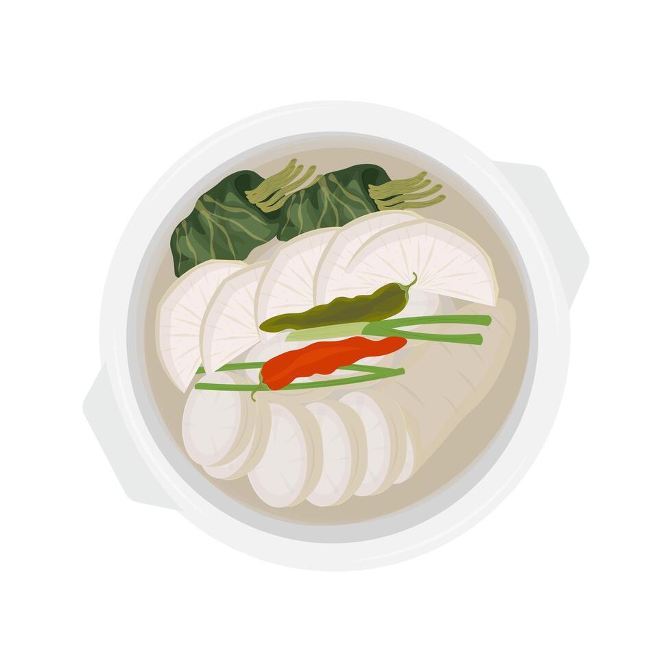 Illustration Logo Top View Dongchimi Radish Water Kimchi vector