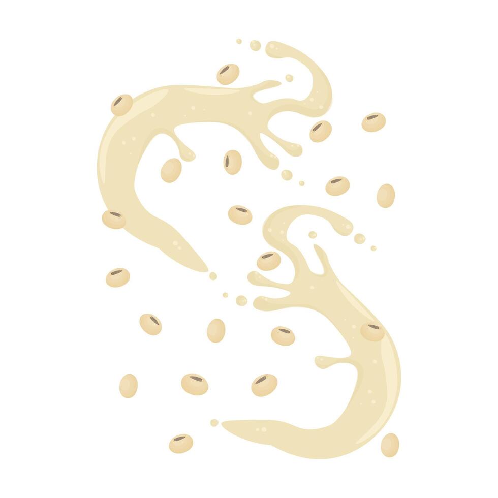 logo illustration Soy milk splash levitation with soybeans vector