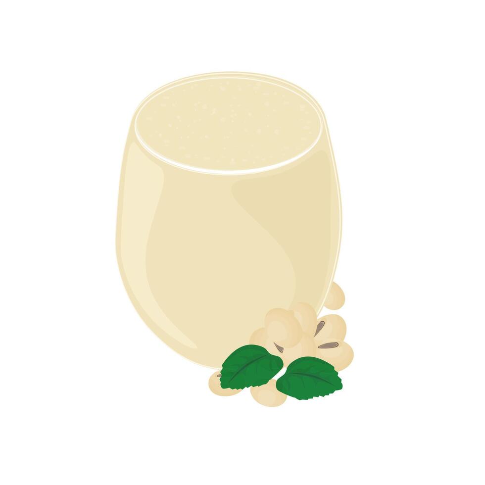 illustration logo of ready to drink soy milk in a glass vector