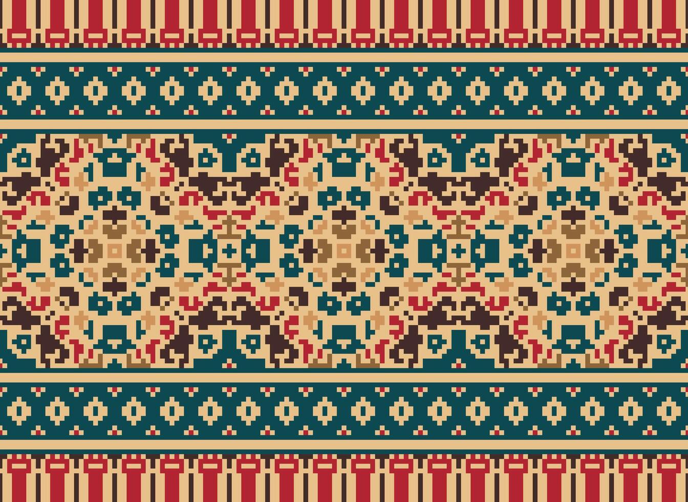 American ethnic native pattern.Traditional Navajo,Aztec,Apache,Southwest and Mexican style fabric pattern.Abstract motifs pattern.Design for fabric,clothing,blanket,carpet,woven,wrap,decoration vector