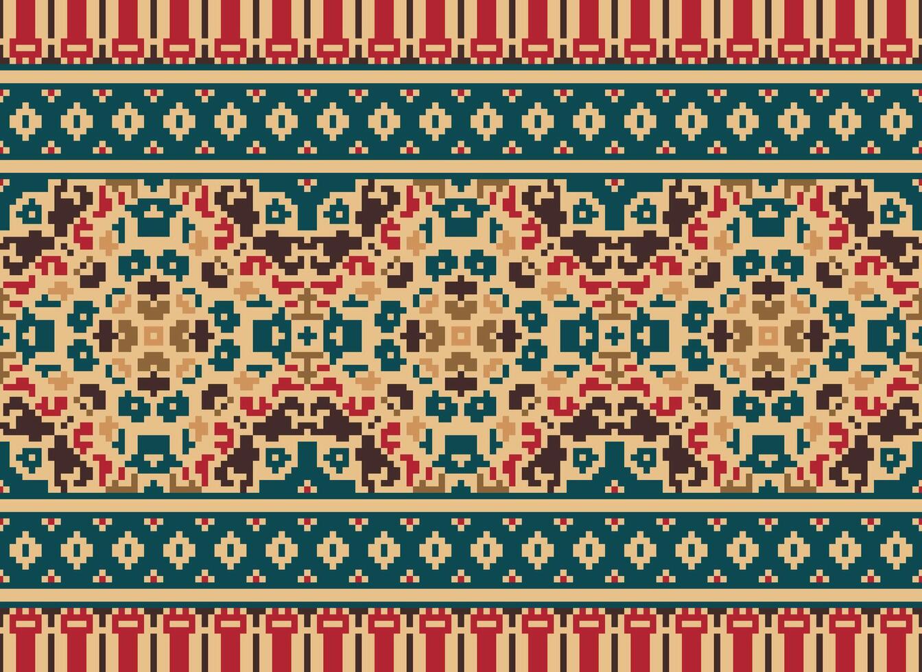 American ethnic native pattern.Traditional Navajo,Aztec,Apache,Southwest and Mexican style fabric pattern.Abstract motifs pattern.Design for fabric,clothing,blanket,carpet,woven,wrap,decoration vector