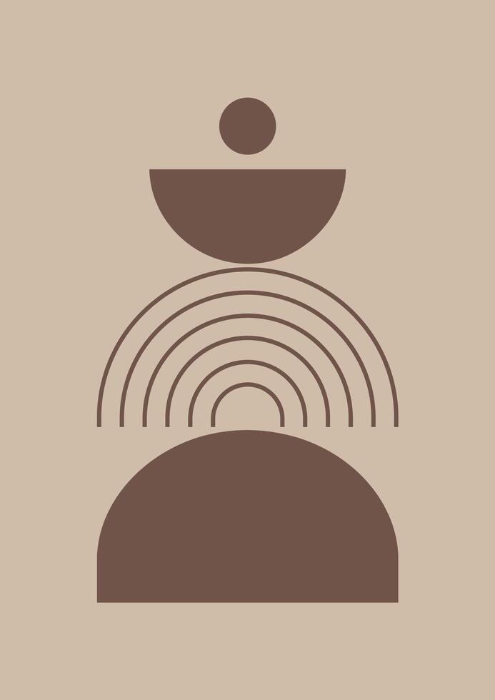Brown abstract Aesthetic background with line illustration. vector