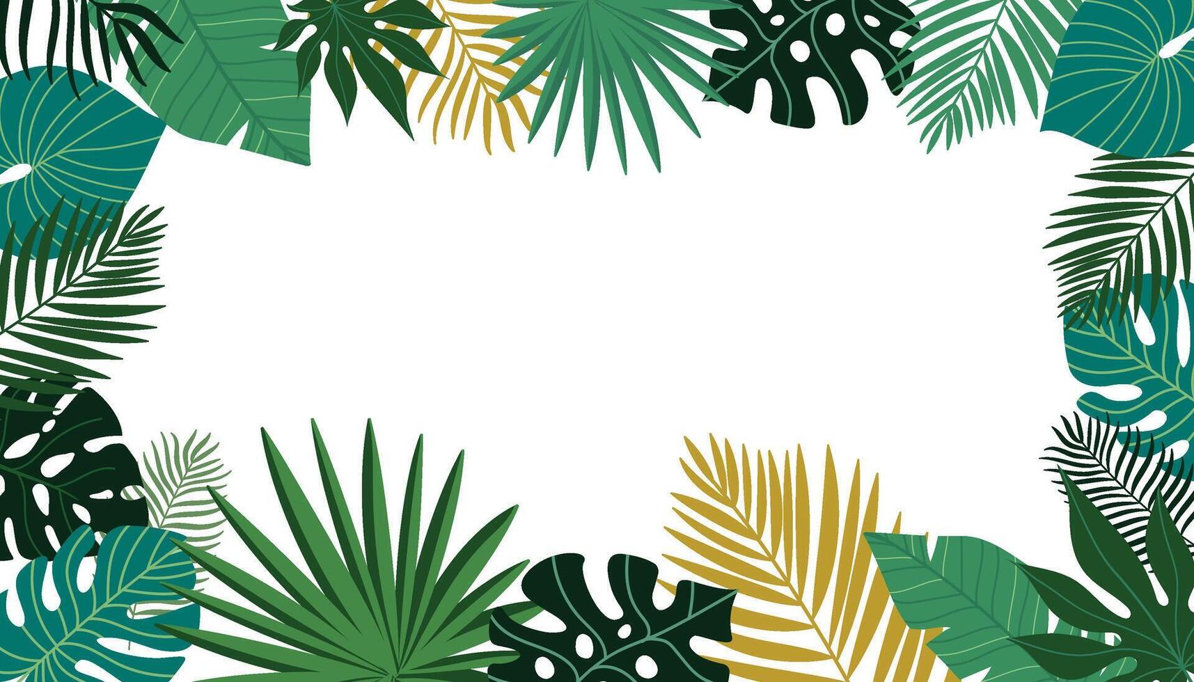 verano resumen fondo, bandera, póster con tropical hojas. selva exótico hojas. moderno de moda vistoso diseño. modelo para social medios de comunicación publicaciones vector