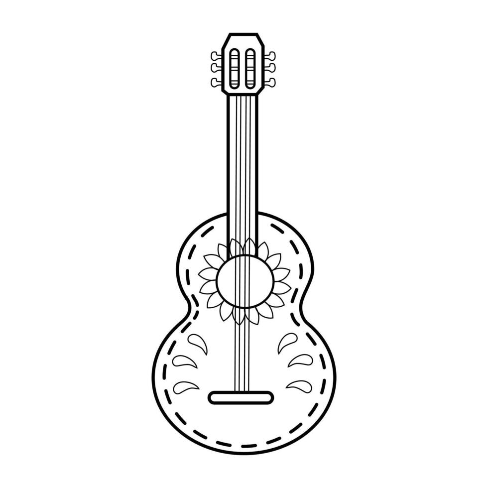 mexicano guitarra contorno icono vector