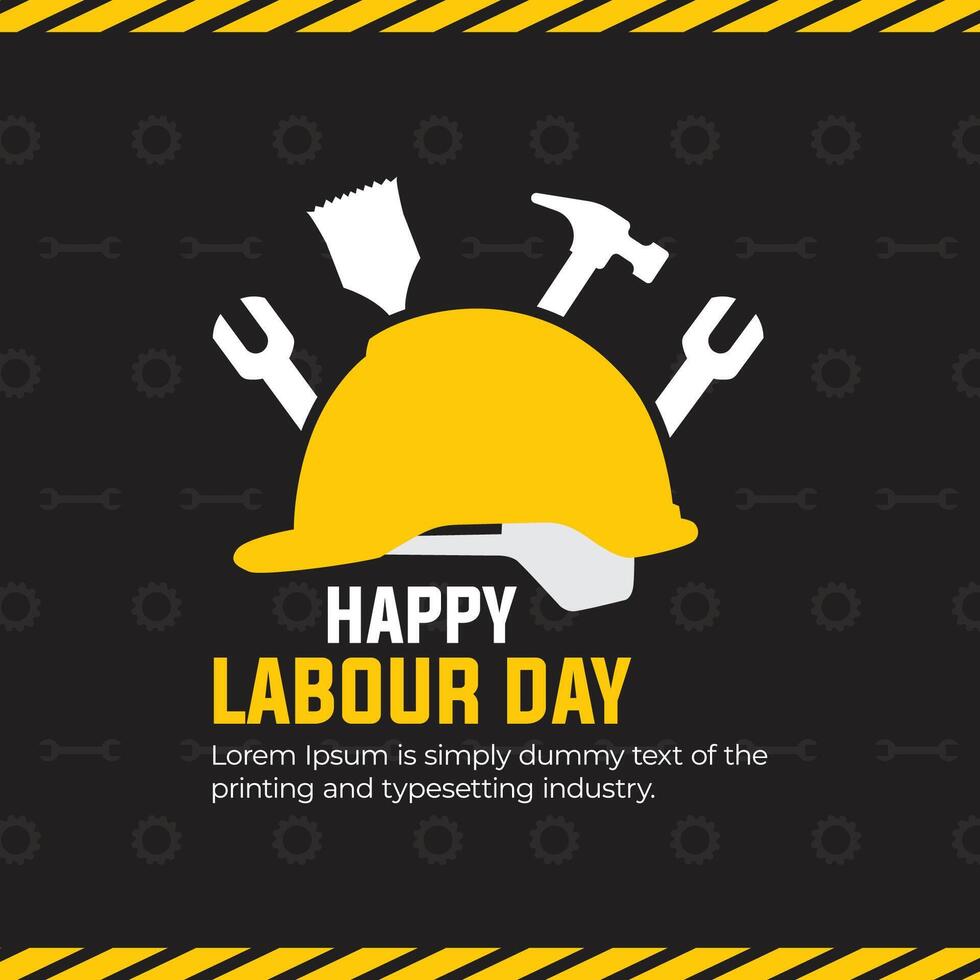 Happy Labour Day celebration background with tools in flat style vector