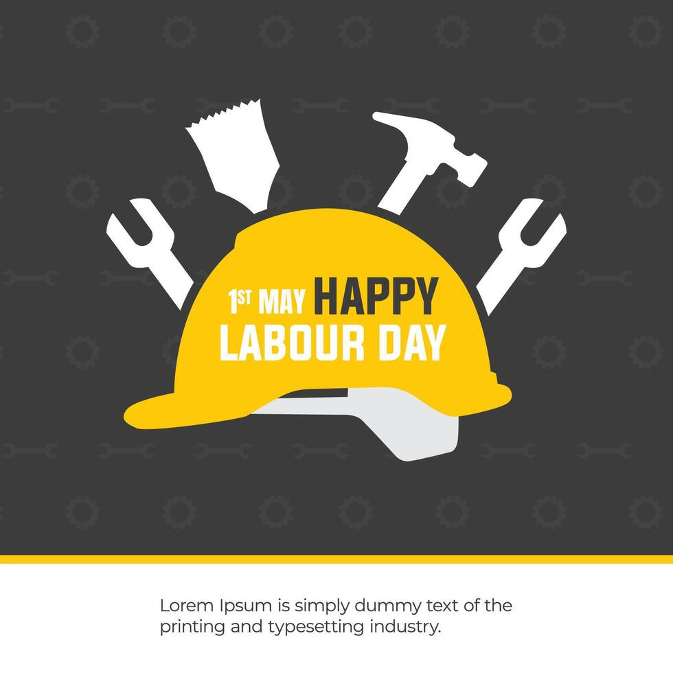 Happy Labour Day celebration background with tools in flat style vector