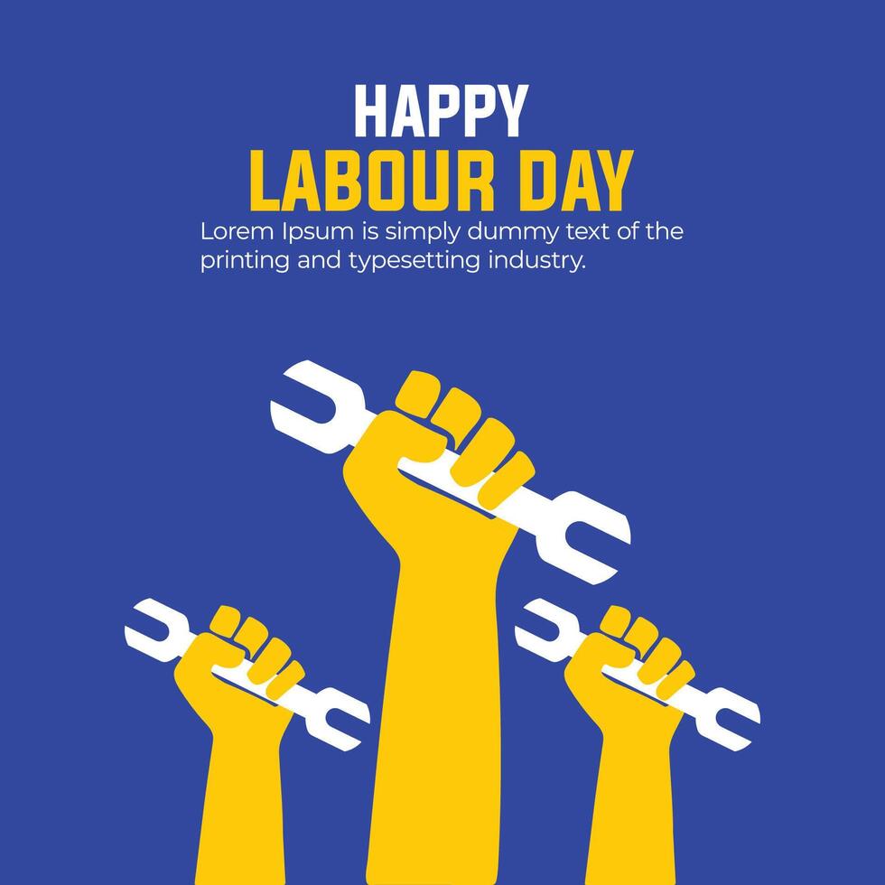 labor día celebracion antecedentes con herramientas en plano estilo vector