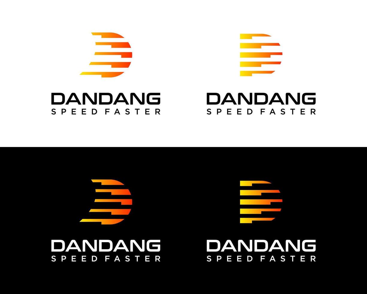 Letter D monogram speed faster technology company logo design. vector