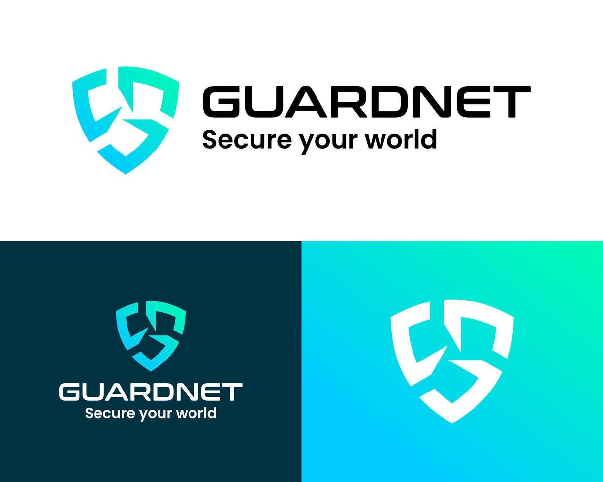 Letter G monogram security shield protection technology company logo design. vector