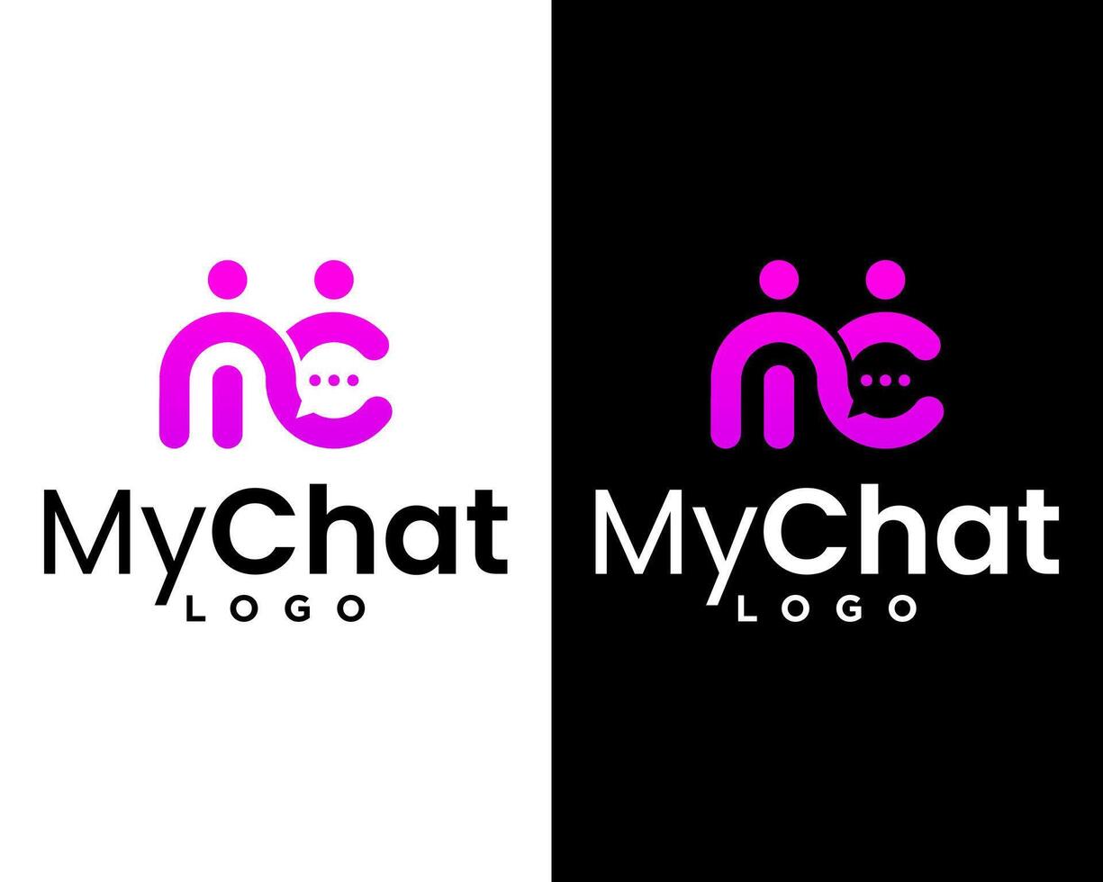 Letter MC monogram chat bubble app logo design. vector