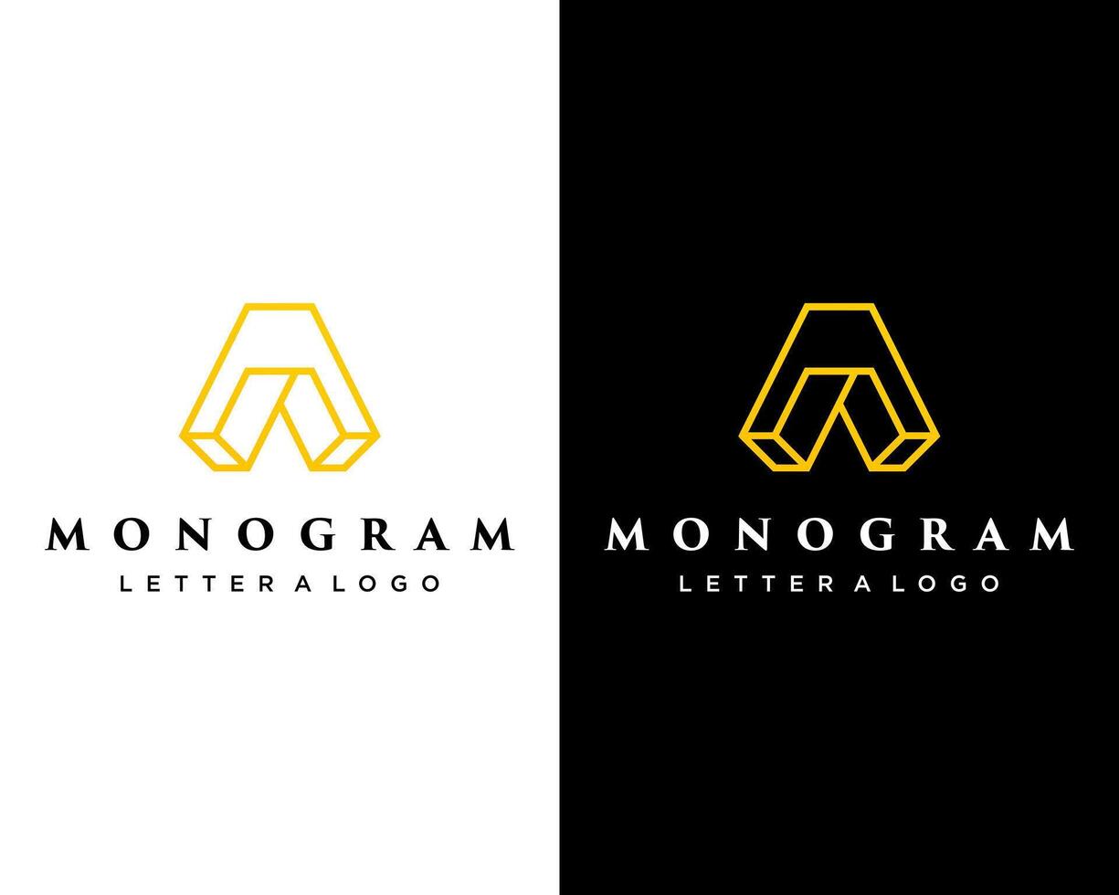 Letter A monogram geometric line logo design. vector